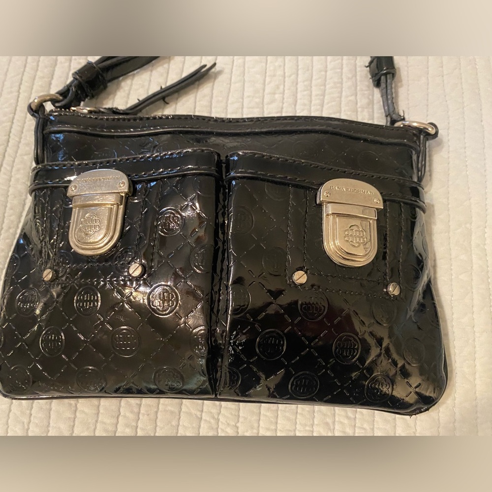 Dana Buchman Black Patent "Leather" Crossbody Bag w/ Adjustable Strap